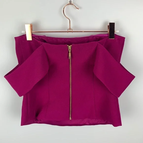 Express‎ Off the Shoulder Crop Top Fuchsia - Picture 6 of 8